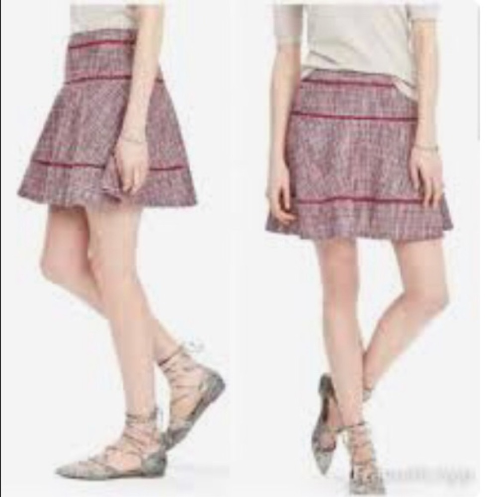 Banana Republic NEW Pink Tweed Skater Flare Skirt Mini Academic 6
